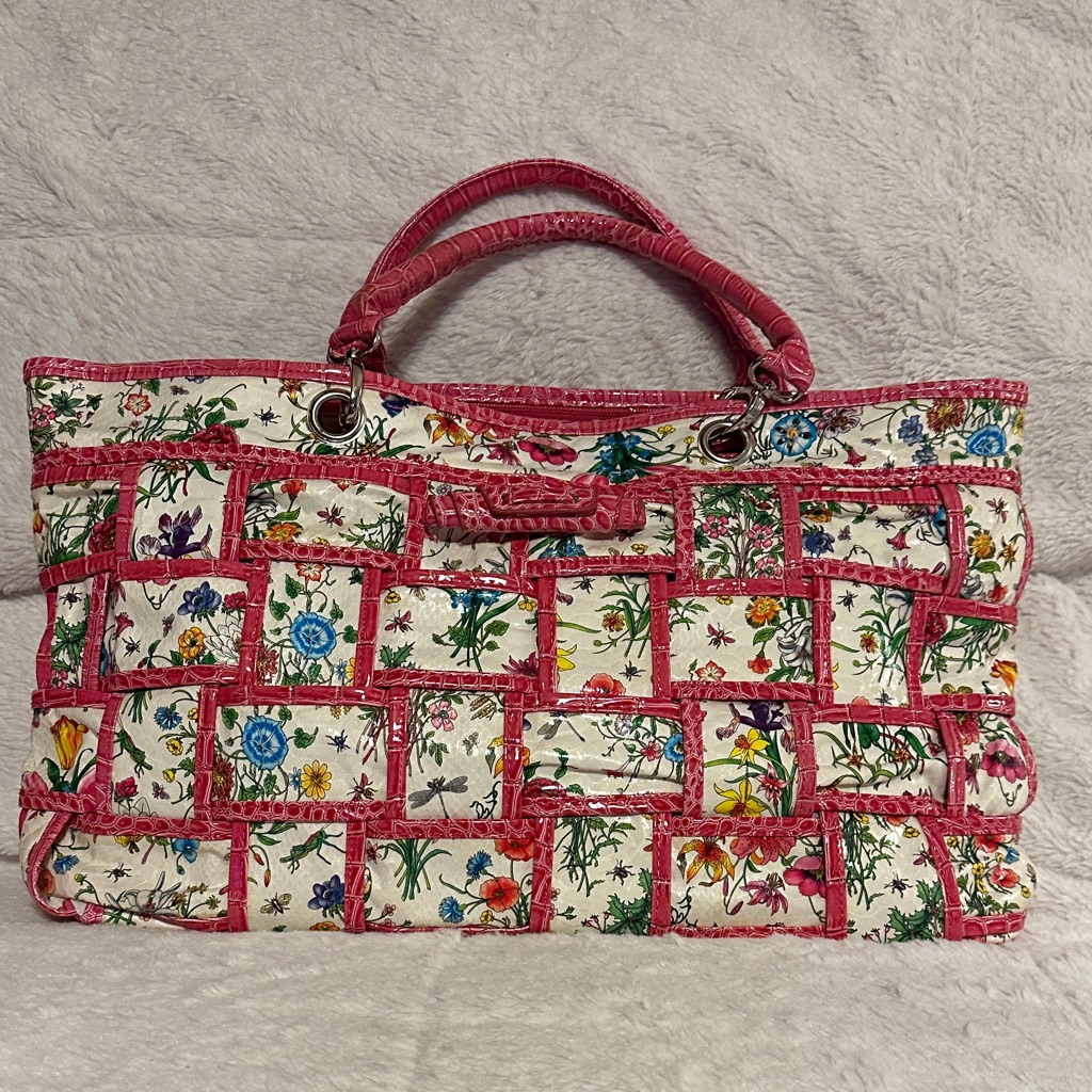 Kichi Large Floral Tote Bag With Pink Accents Nwt